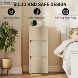 Homcom Slim Bedside Table, Bedside Cabinet With Open Shelf And 2 Drawers - thumbnail 7