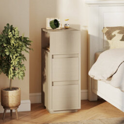 Homcom Slim Bedside Table, Bedside Cabinet With Open Shelf And 2 Drawers - thumbnail 1