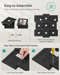 Songmics Picture Frame Collage For 9 Photos In 4X6, Picture Frames, Photo Frame Set, Glass, Assembly Required, Wall-Mounted - thumbnail 6