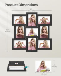 Songmics Picture Frame Collage For 9 Photos In 4X6, Picture Frames, Photo Frame Set, Glass, Assembly Required, Wall-Mounted - thumbnail 5
