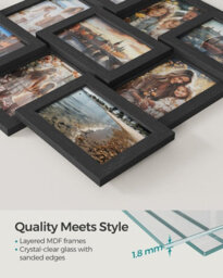 Songmics Picture Frame Collage For 9 Photos In 4X6, Picture Frames, Photo Frame Set, Glass, Assembly Required, Wall-Mounted - thumbnail 2
