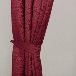 Homescapes Wine Red Velvet Jacquard Curtain Tie Back Pair - thumbnail 1