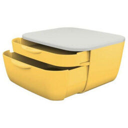 Leitz Cosy Warm Yellow Plastic Home Office Desk Storage Organiser Pen Book Cable Stationery Tidy Small Large Two Drawer Cabinet - thumbnail 5
