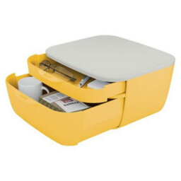 Leitz Cosy Warm Yellow Plastic Home Office Desk Storage Organiser Pen Book Cable Stationery Tidy Small Large Two Drawer Cabinet - thumbnail 6