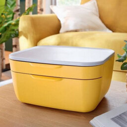 Leitz Cosy Warm Yellow Plastic Home Office Desk Storage Organiser Pen Book Cable Stationery Tidy Small Large Two Drawer Cabinet - thumbnail 3