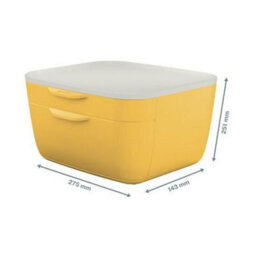 Leitz Cosy Warm Yellow Plastic Home Office Desk Storage Organiser Pen Book Cable Stationery Tidy Small Large Two Drawer Cabinet - thumbnail 7
