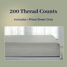 Oxford Homeware Silver Satin Stripe Fitted Sheet 40Cm Extra Deep Pocket Soft Easy Care Bedding Sheet (W)152Cmx(L)200Cm (King) - thumbnail 3