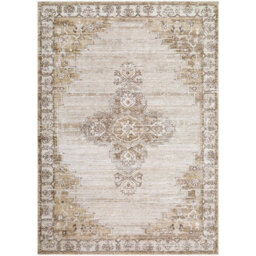 Livabliss Fifth Avenue-Vintage Brown Off-White Grey Traditional Boho Fringe Living Dining Bedroom Rug 200 X 275 Cm Easy Care, Non Shedding - thumbnail 2