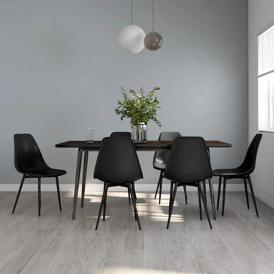 Walplus Set Of 6 Stylish Black Dining Chairs Made Of Pp - image 1