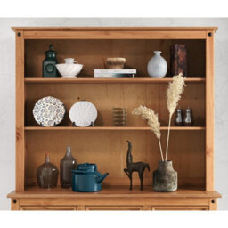 Mercers Furniture Corona Large Dresser Top Open Kitchen Shelving Storage Sideboard Topper Solid Wood Pine Mexican Wooden