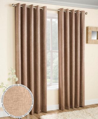 Enhanced Living Vogue Latte Natural 66 X 54 Inch (168X137Cm) Eyelet Thermal Noise Reducing Dim Out Curtains (Pair) - image 1
