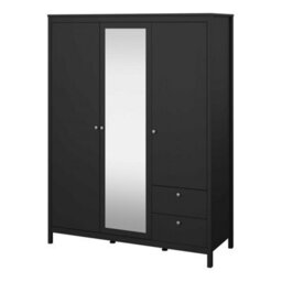 Wyld Haus Gossmere Matt Black 3-Door Wardrobe With Mirror And 2 Drawers - thumbnail 4
