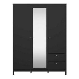 Wyld Haus Gossmere Matt Black 3-Door Wardrobe With Mirror And 2 Drawers - thumbnail 3