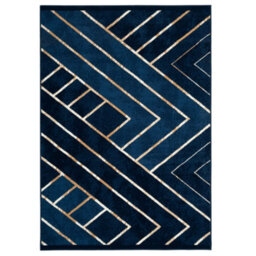 Loomed Navy Blue Gold Art Deco Living Room Rug 190X280Cm - thumbnail 6