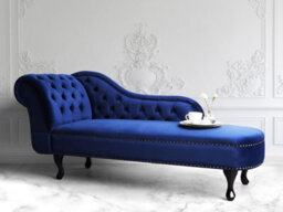 Beliani Left-Hand Chaise Longue Nimes Velvet Navy Blue - thumbnail 2