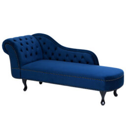 Beliani Left-Hand Chaise Longue Nimes Velvet Navy Blue - thumbnail 4
