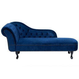 Beliani Left-Hand Chaise Longue Nimes Velvet Navy Blue - thumbnail 1