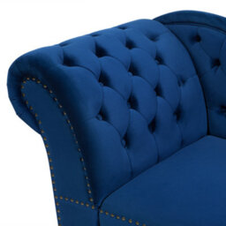 Beliani Left-Hand Chaise Longue Nimes Velvet Navy Blue - thumbnail 9