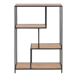 Wyld Haus El Paso Asymmetrical Bookcase, Black Metal Frame With Wild Oak Shelves, 3-Tier - thumbnail 3