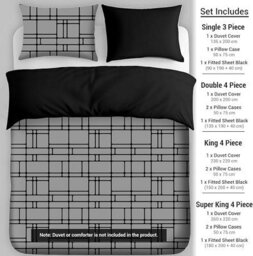 Pamposh 4 Pcs Double Duvet Set With Matching Black Double Fitted Sheet Breathable Premium Microfibre Reversible Quilt Cover - thumbnail 2