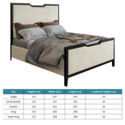 Verona Metal Upholstered  Cream Bed Frame - thumbnail 4