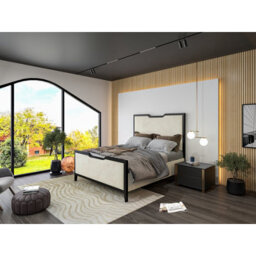Verona Metal Upholstered  Cream Bed Frame - thumbnail 1