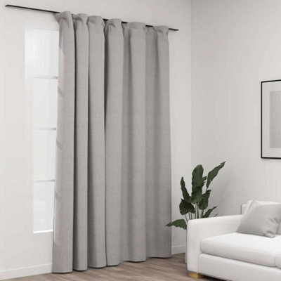 Berkfield Linen-Look Blackout Curtain With Hooks Grey 290X245 Cm - image 1