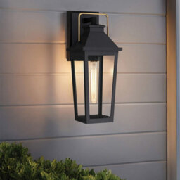 Luminosa Lighting Elstead Quoizel Buckley Medium Outdoor Wall Lantern Classic Matt Black, Brass Accent Ip44 1X E27 - thumbnail 5