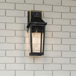 Luminosa Lighting Elstead Quoizel Buckley Medium Outdoor Wall Lantern Classic Matt Black, Brass Accent Ip44 1X E27 - thumbnail 4