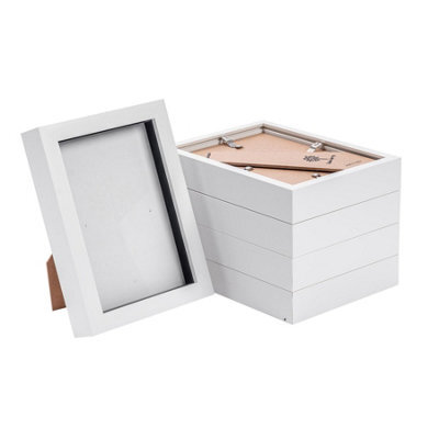"Nicola Spring 5 X 7"" Photo Frames - White - 3D Photo Frame Picture Frame Box Portrait Display Case (20 X 15Cm) Set Of 5" - image 1