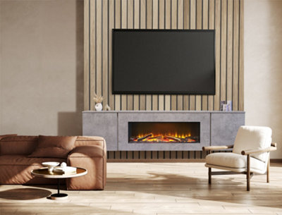 Acantha Orion Electric Floating Media Wall Suite In Concrete Effect - image 1