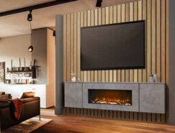 Acantha Orion Electric Floating Media Wall Suite In Concrete Effect - thumbnail 2