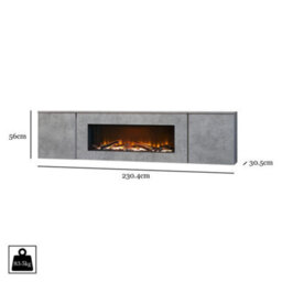 Acantha Orion Electric Floating Media Wall Suite In Concrete Effect - thumbnail 7