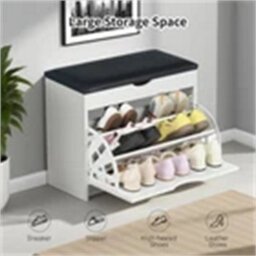 Shoe Rack Bench Shoe Storage Bench ,cushion Shoe Rack W/ Cover Wooden Cupboard - thumbnail 4