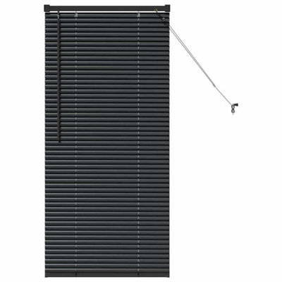 Berkfield Modern Window Blind With Curtains Manual Black Aluminium