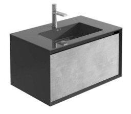 Plum&clay Declan Black & Concrete Wall Mounted Vanity Unit With Integrated Basin (W)750mm (H)400mm