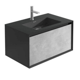 Plum&clay Declan Black & Concrete Wall Mounted Vanity Unit With Integrated Basin (W)750mm (H)400mm - thumbnail 2