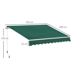 Outsunny Manual Retractable Awning Garden Shelter Canopy 3 X 2M Green - thumbnail 3