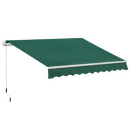 Outsunny Manual Retractable Awning Garden Shelter Canopy 3 X 2M Green - thumbnail 2