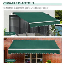 Outsunny Manual Retractable Awning Garden Shelter Canopy 3 X 2M Green - thumbnail 5