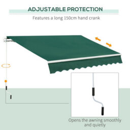 Outsunny Manual Retractable Awning Garden Shelter Canopy 3 X 2M Green - thumbnail 6