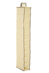 Orsina 10-Section Hanging Shoe Organiser In Cream With Brown Trim, Space-Saving Fabric Shoe Rack For Closets