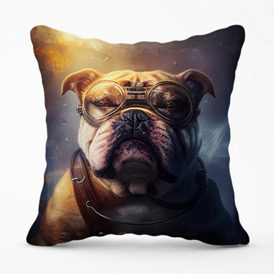 Warren Reed Designer Bulldog Splashart Golden Cushions 45Cm X 45Cm - image 1