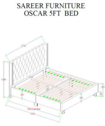 Sareer Furniture Oscar Bed, Upholstered Bed Frame With Tufted Headboard - thumbnail 8