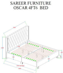 Sareer Furniture Oscar Bed, Upholstered Bed Frame With Tufted Headboard - thumbnail 7