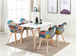 Life Interiors Patchwork Halo Dining Set Includes A White Dining Table & Set Of 4 Multicolour Fabric Tub Chairs - thumbnail 2