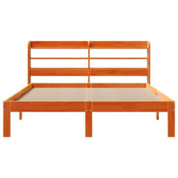 Berkfield Bed Frame Without Mattress Wax Brown 140X190 Cm Solid Wood Pine - thumbnail 4