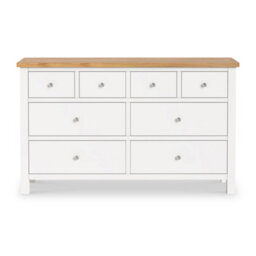 Farro White Xl 8 Drawer Chest Fully Assembled - Painted With Oak Top By Roseland Furniture - thumbnail 4