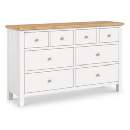 Farro White Xl 8 Drawer Chest Fully Assembled - Painted With Oak Top By Roseland Furniture - thumbnail 2