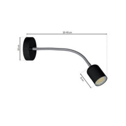 Milagro Maxi Black Wall Lamp 1Xgu10 High Quality Hand Made Scandi Style Wall Light Stylish Subtle And Fully Adjustable - thumbnail 6